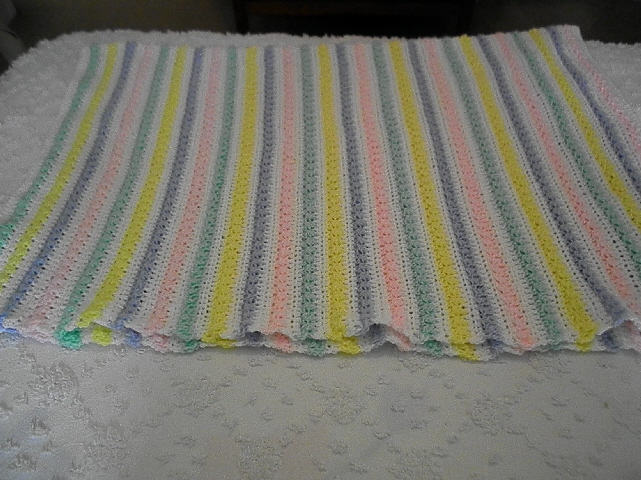 Candy Stripe Crocheted Baby Blanket