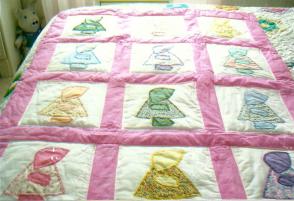 Girl Baby Quilt 36 x 44 Hand Appliqued