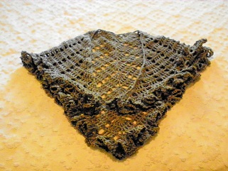 Gray Ruffle Crocheted Shawl
