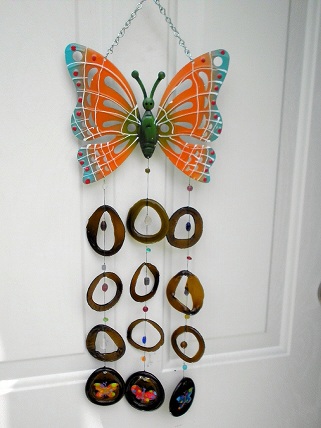 Buterfly with Brown Rings - Glass Wind Chimes