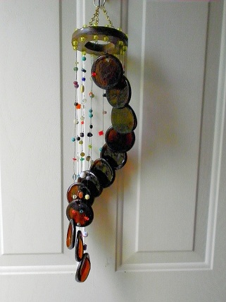 Spiral with Brown Rings - Glass Wind Chimes