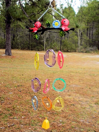 Red Birds with Bell Wind Chimes