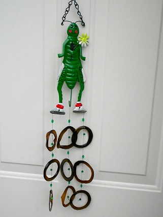 Grasshopper with Brown Rings - Glass Wind Chimes