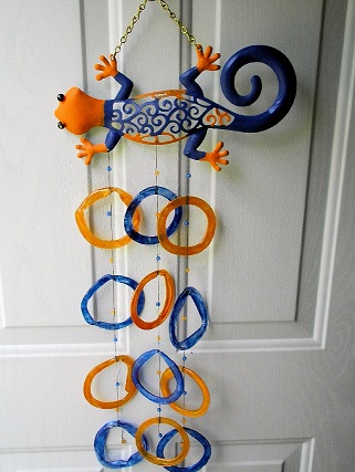 Gator with Orange & Blue Rings - Glass Wind Chimes