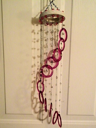 Spiral with Pink Rings - Glass Wind Chimes