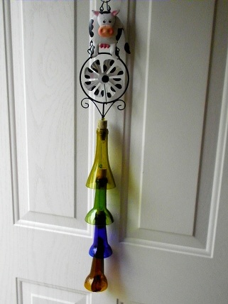 Cow with Colored Bottle Necks - Glass Wind Chimes
