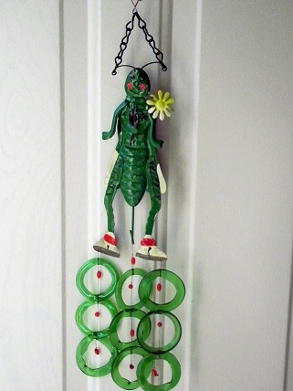 Grasshopper with Green Rings - Glass Wind Chimes