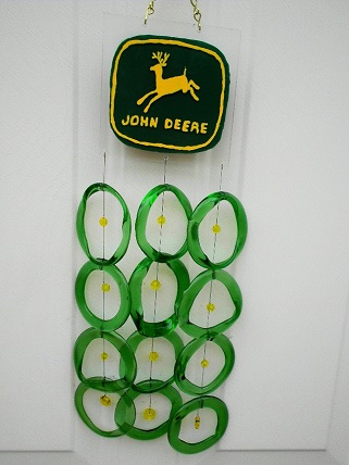 John Deere with Green Rings - Glass Wind Chimes