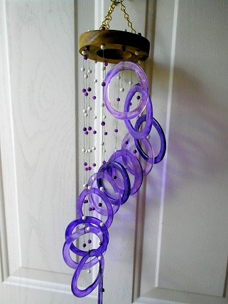 Spiral with Purple Rings - Glass Wind Chimes