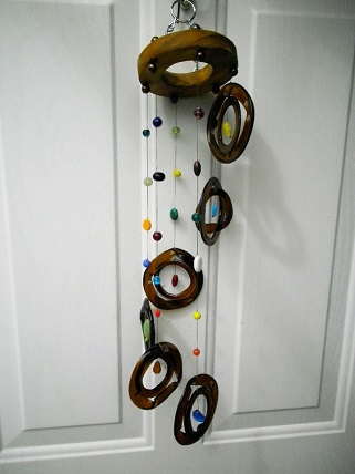 Spiral with Double Brown Rings - Glass Wind Chimes