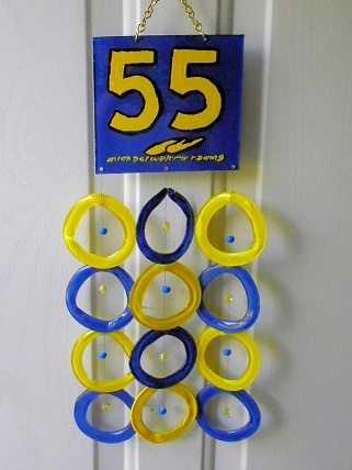 Michael Waltrip with Yellow & Blue Rings - Glass Wind Chimes