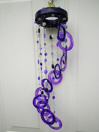 Purple Spiral with Purple Rings - Glass Wind Chimes