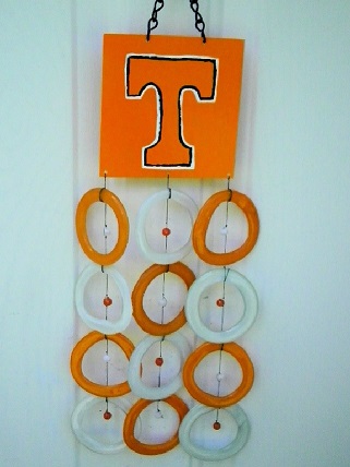 Tennessee Voles  with Orange & White Rings - Glass Wind Chimes