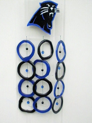 South Carolina Panthers with Blue & Black Rings - Glass Wind Chimes