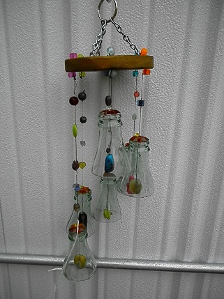Spiral with 12 ounce Coke Bottle Tops - Glass Wind Chimes