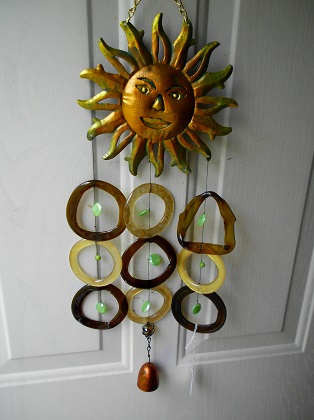 Gold Sun with Brown & Yellow Rings - Glass Wind Chimes