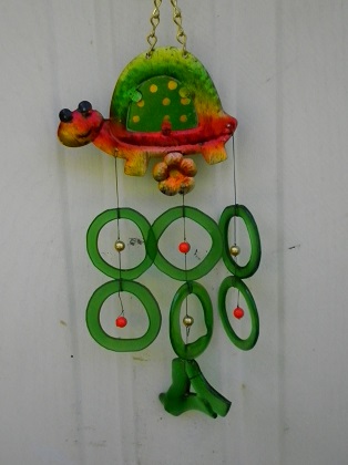 Turtle with Green Rings - Glass Wind Chimes