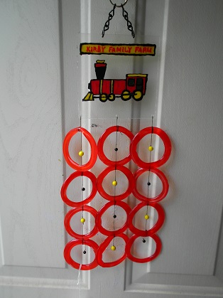 Kirby Family with Red Rings - Glass Wind Chimes