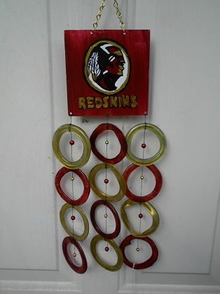 Washington Redskins with Garnet & Gold Rings - Glass Wind Chimes