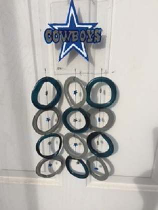 Dallas Cowboys with Blue and Silver Rings - Glass Wind Chimes
