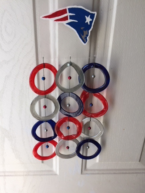 Patriots with Red, White and Blue Rings - Glass Wind Chimes