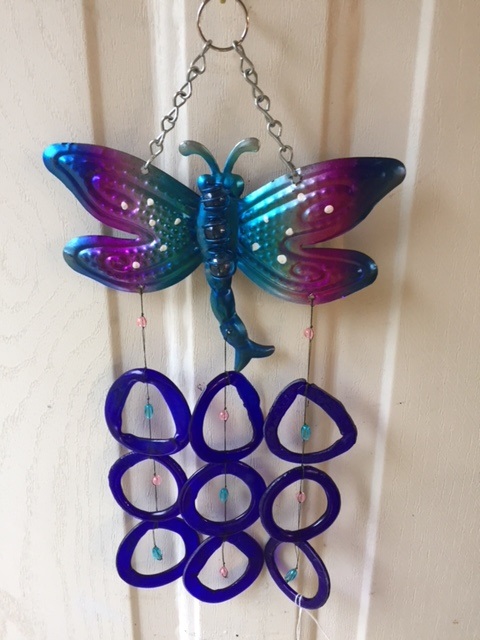 Dragon Fly with Blue Rings - Glass Wind Chimes