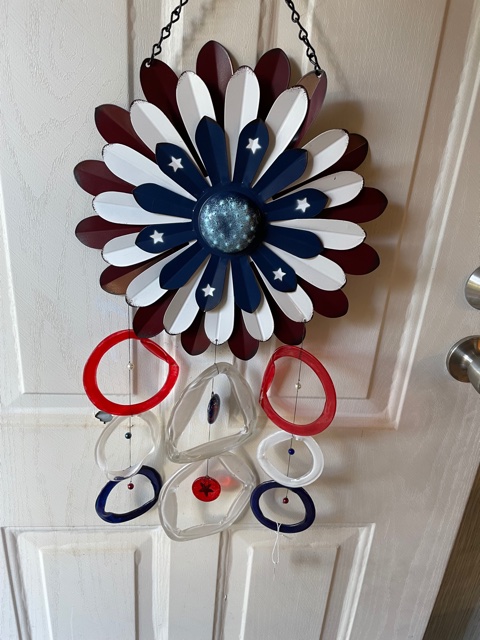 Patriotic Red, White, and Blue Rings - Glass Wind Chimes